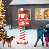 Outsunny 6FT Christmas Inflatable Decoration, Inflatable Lighthouse Xmas Blow Up Decor with LED Lights for Yard, Lawn, Garden(m-10)