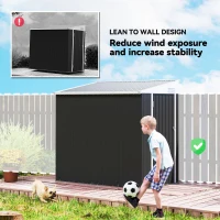 Outsunny 4' x 6' Outdoor Storage Shed Lean to Shed Outdoor Metal Tool Shed with Lockable Door and Air Vents, Dark Grey(m-6)
