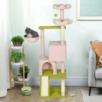 PawHut Flower Cat Tree with Sisal Scratching Posts, Multi-Level Cat Tower, Pink(m-8)