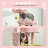 PawHut Flower Cat Tree with Sisal Scratching Posts, Multi-Level Cat Tower, Pink(m-5)