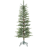 HOMCOM 5 ft Artificial Fir Pencil Christmas Tree, Hinged Xmas Tree with 316 Branch Tips and Metal Stand, Easy Assembly, Green(m-11)