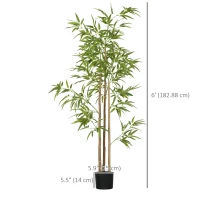HOMCOM Set of 2 6ft Artificial Tree, Indoor Fake Bamboo with Pot, for Home Office Living Room Decor(m-3)