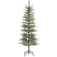 HOMCOM 5 ft Artificial Fir Pencil Christmas Tree, Hinged Xmas Tree with 316 Branch Tips and Metal Stand, Easy Assembly, Green(m-2)