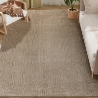 HOMCOM 5x7 Area Rug, Luxurious Faux Fur Rug, Non-Slip Floor Carpet for Living Room, Bedroom, Dining Room, Tan(m-11)