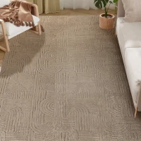 HOMCOM 6x9 Area Rug, Luxurious Faux Fur Rug, Non-Slip Floor Carpet for Living Room, Bedroom, Dining Room, Tan(m-11)