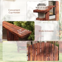 Outsunny Classic Adirondack Chair Muskoka Chair, Garden Deck Chair with Cup Holder for Patio, Indoor, Backyard, Brown(m-7)