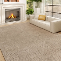 HOMCOM 5x7 Area Rug, Luxurious Faux Fur Rug, Non-Slip Floor Carpet for Living Room, Bedroom, Dining Room, Tan