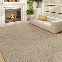 HOMCOM 5x7 Area Rug, Luxurious Faux Fur Rug, Non-Slip Floor Carpet for Living Room, Bedroom, Dining Room, Tan(m-1)