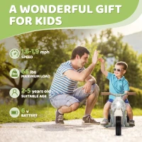 Qaba Ride On Motorcycle, 6V Ride on Bubble Car, 3 Wheeled Electric Motorcycle for Kids w/ LED Headlight, Music, Cream White(m-7)