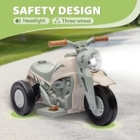 Qaba Ride On Motorcycle, 6V Ride on Bubble Car, 3 Wheeled Electric Motorcycle for Kids w/ LED Headlight, Music, Cream White(m-5)