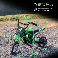 Aosom 24V 350W Electric Dirt Bike Up to 15 MPH w/ Twist Grip Throttle, Green(m-3)