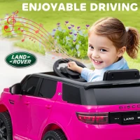 Qaba Land Rover Discovery Sport Licensed 12V Kids Ride on Car with Remote Control Soft Start, LED Lights, Pink(m-5)