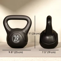 Soozier 22lb Fitness Kettlebell, Plastic Exercise Weight, Weightlifting Tools with Sand, Handle, Noise Reduction for Home, Gym(m-3)