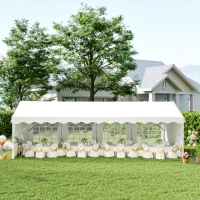 Outsunny 13'x26' Heavy Duty Large Party Tent & Carport with Removable Sidewalls, Windows, Portable Garage Canopy Tent, Sun Shade Shelter for Parties Wedding Outdoor Events, White(m-1)