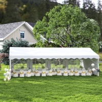 Outsunny 13'x26' Heavy Duty Large Party Tent & Carport with Removable Sidewalls, Windows, Portable Garage Canopy Tent, Sun Shade Shelter for Parties Wedding Outdoor Events, White(m-8)