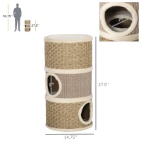 PawHut 28 Inch Cat Condo, 3 Story Cat Hideaway with Sisal Scratching Pad(m-3)