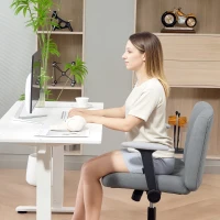 HOMCOM Criss Cross Chair with Flip-up Armrests, Wide Office Chair with Adjustable Height, Tilting, No Wheels, Grey(m-9)