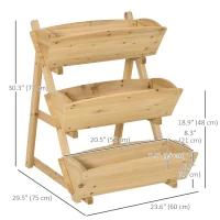 Outsunny 3 Tier Raised Garden Bed, Vertical Wooden Elevated Planter Box Kit, Plant Stand for Flowers, Vegetables, Herbs(m-3)
