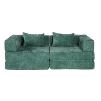 Convertible Sofa Bed Floor Sofa with Fixed-Shape Frame, Chenille Fabric Compressed Sofa for Living Room, 79" L x 39.5" W x 25" H, Dark Green(m-2)