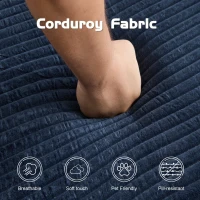 Modern Loveseat Sofa Bed with Reversible Cushion and Pillows, Corduroy Couch for Living Room, 71.5" L x 40.5" W x 25.5" H, Dark Blue(m-5)