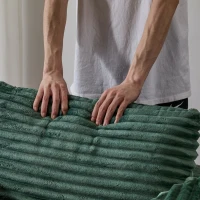 Compressed Sofa Oversized Chaise Lounge Chair with 3 Throw Pillows and Wide Armrest, Modular Sofas for Small Spaces Sleeper Sofa Daybed with Corduroy Fabric, 66'' L x 47'' W x 24'' H, Green(m-10)