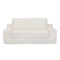 Convertible Sofa Bed Modern Loveseat with Reversible Cushion and Pillows, Compressed Sofa Corduroy Couch for Apartments, 71.5" L x 40.5" W x 25.5" H, White