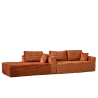 Compressed Sofa Minimalist Sectional with Comfy Chaise, Modular L Shape Sectional Couches for Living Rooms, 110'' L x 70.5'' W x 23.5'' H, Brown(m-12)