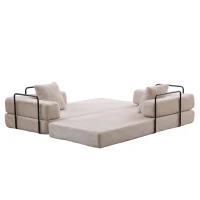 Apartment Sofa Convertible Floor Sofa Bed with Pillow Back Support and Armrest, Compressed Sofa Lounge Sleeper with Corduroy Fabric, 77'' L x 37.5'' W x 23.5'' H, Light Grey(m-12)