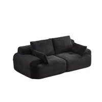 Compressed Sofa 2-Seater Modern Memory Foam Sofa with Pet-Friendly Corduroy Fabric, Two Seater Couch Sectional for Living Room, 84" L x 41" W x 28.5" H, Black(m-9)