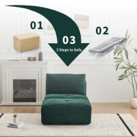 Compressed Sofa Modern Memory Foam Sectional with Pet-Friendly Corduroy Fabric, Modular Sofas for Small Spaces Single Chaise Longue for Apartments, 71" L x 36" W x 28.5" H, Green(m-4)