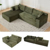 Compressed Sofa Minimalist Sectional with Comfy Chaise, Modular Oversized Sofa for Living Rooms, 110'' L x 70.5'' W x 23.5'' H, Green(m-7)