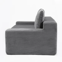 Convertible Sofa Bed Modern Loveseat with Reversible Cushion and Pillows, Compressed Sofa Corduroy Couch for Apartments, 71.5" L x 40.5" W x 25.5" H, Dark Grey(m-9)