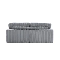 Deep Seat Sofa Double Chaise Lounge Chair with Corduroy Fabric, Compressed Sofa Sectional Loveseat for Apartments, 82.5'' L x 57'' W x 23.5'' H, Grey(m-12)