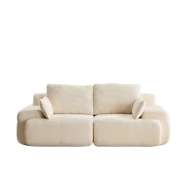 Compressed Sofa 2-Seater Large Sectional Couch with Pet-Friendly Corduroy Fabric, Two Seater Couch Memory Foam Sofa for Living Room, 84" L x 41" W x 28.5" H, Beige