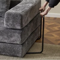 Foldable Sofa Bed Convertible Floor Sofa with Pillow Back Support and Armrest, Compressed Sofa Lounge Sleeper with Chenille Fabric, 77'' L x 37.5'' W x 23.5'' H, Dark Grey(m-9)