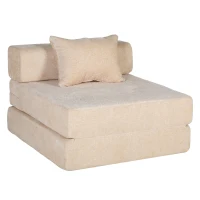 Compressed Sofa Single Seater Modular Sectional with Chenille Fabric, Modular Sofas for Small Spaces Convertible Floor Sofa Bed, 39.5" L x 39.5" W x 25" H, Beige(m-2)