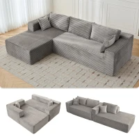 Compressed Sofa Minimalist Sectional with Comfy Chaise, Modular L Shape Sectional Couches for Living Rooms, 110'' L x 70.5'' W x 23.5'' H, Grey(m-7)