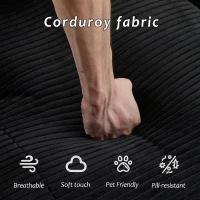 Compressed Sofa 2-Seater Modern Memory Foam Sofa with Pet-Friendly Corduroy Fabric, Two Seater Couch Sectional for Living Room, 84" L x 41" W x 28.5" H, Black(m-6)