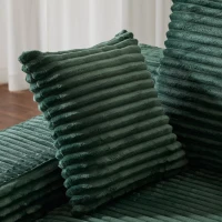 Compressed Sofa Oversized Chaise Lounge Chair with 3 Throw Pillows and Wide Armrest, Modular Sofas for Small Spaces Sleeper Sofa Daybed with Corduroy Fabric, 66'' L x 47'' W x 24'' H, Green(m-11)