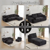 Compressed Sofa Modern Memory Foam Sectional, Pet-Friendly Corduroy Couch, Extra Deep Loveseat for Apartments, 120" L x 71" W x 28.5" H, Black(m-5)