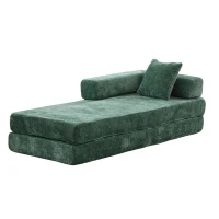 Foldable Sofa Bed Convertible Floor Sofa with Pillow Back Support and Armrest, Compressed Sofa Lounge Sleeper with Chenille Fabric, 77'' L x 37.5'' W x 23.5'' H, Dark Green(m-10)