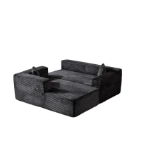 Compressed Sofa Minimalist Sectional with Comfy Chaise, Modular Oversized Sofa for Living Rooms, 110'' L x 70.5'' W x 23.5'' H, Black(m-10)