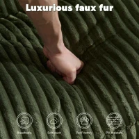 Deep Seat Sofa Double Chaise Lounge Chair with Corduroy Fabric, Compressed Sofa Sectional Loveseat for Apartments, 82.5'' L x 57'' W x 23.5'' H, Green(m-7)