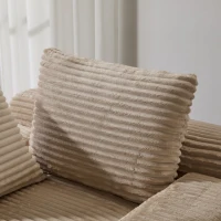 Compressed Sofa Oversized Chaise Lounge Chair with 3 Throw Pillows and Wide Armrest, Modular Sofas for Small Spaces Sleeper Sofa Daybed with Corduroy Fabric, 66'' L x 47'' W x 24'' H, Beige(m-11)