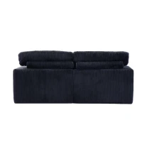 Double Chaise Lounge Chair with Deep Seat and Corduroy Fabric, Sectional Love-seat Perfect for Apartments, 82.5'' L x 57'' W x 23.5'' H, Black(m-12)