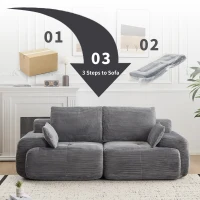 Compressed Sofa 2-Seater Modern Memory Foam Sofa with Pet-Friendly Corduroy Fabric, Two Seater Couch Sectional for Living Room, 84" L x 41" W x 28.5" H, Grey(m-4)