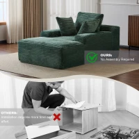Compressed Sofa Oversized Chaise Lounge Chair with 3 Throw Pillows and Wide Armrest, Modular Sofas for Small Spaces Sleeper Sofa Daybed with Corduroy Fabric, 66'' L x 47'' W x 24'' H, Green(m-7)