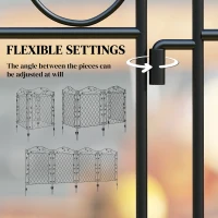Outsunny Garden Fence, 4 Pack Steel Fence Panels, 11.5' L x 43" H, Rust-Resistant Decorative Border Flower Edging for Yard, Landscape, Patio, Outdoor Decor, Wavey Vines(m-5)