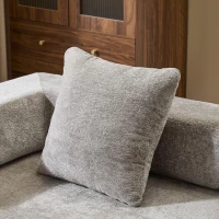 Apartment Sofa Convertible Floor Sofa Bed with Pillow Back Support and Armrest, Compressed Sofa Lounge Sleeper with Chenille Fabric, 77'' L x 37.5'' W x 23.5'' H, Light Grey(m-9)