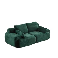 Compressed Sofa 2-Seater Modern Memory Foam Sofa with Pet-Friendly Corduroy Fabric, Two Seater Couch Sectional for Living Room, 84" L x 41" W x 28.5" H, Green(m-9)